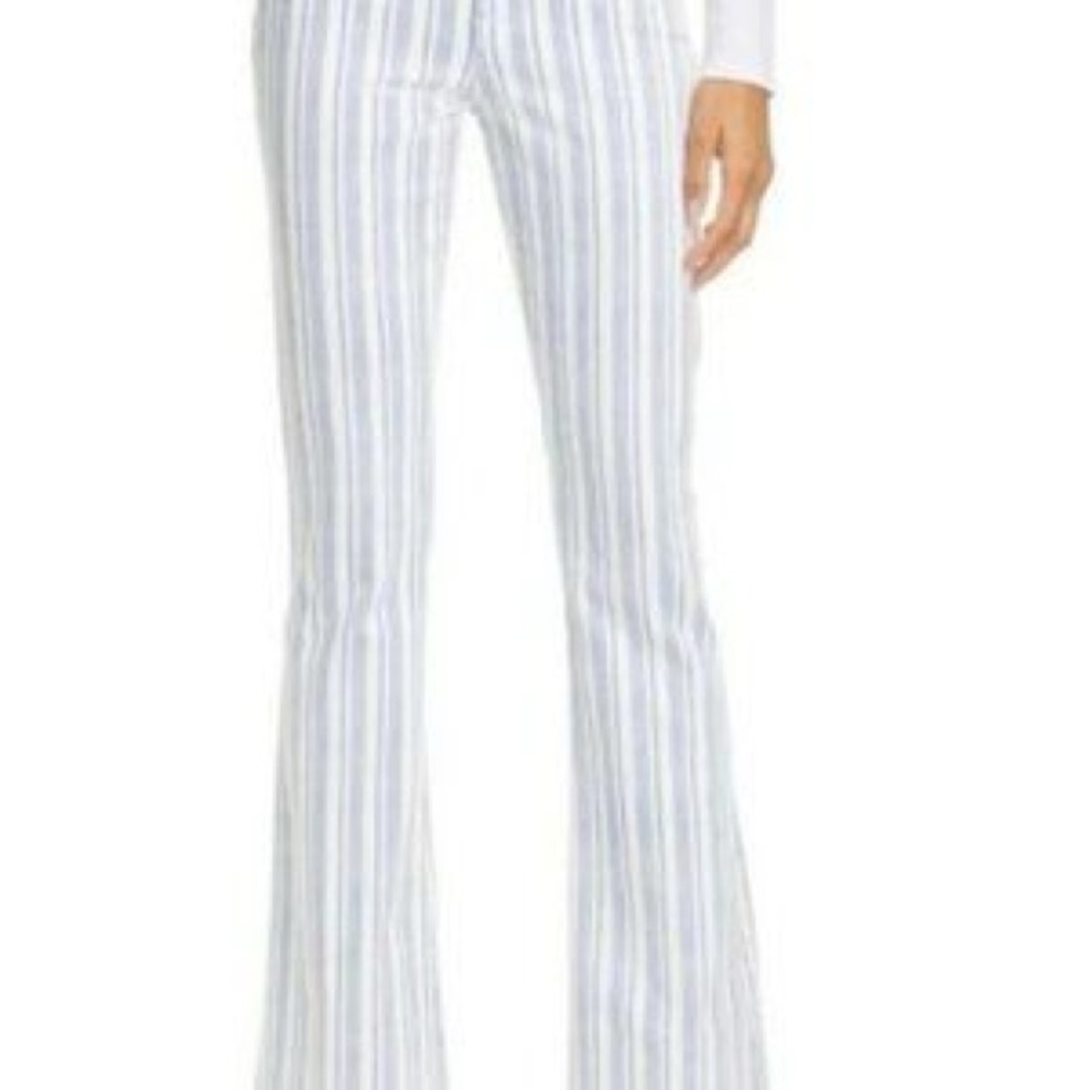 Frame Le High Flare Surfer Stripe Jeans White with Blue stripes size 24